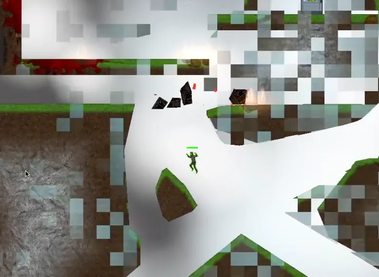 man falls as terrain around him disintegrates